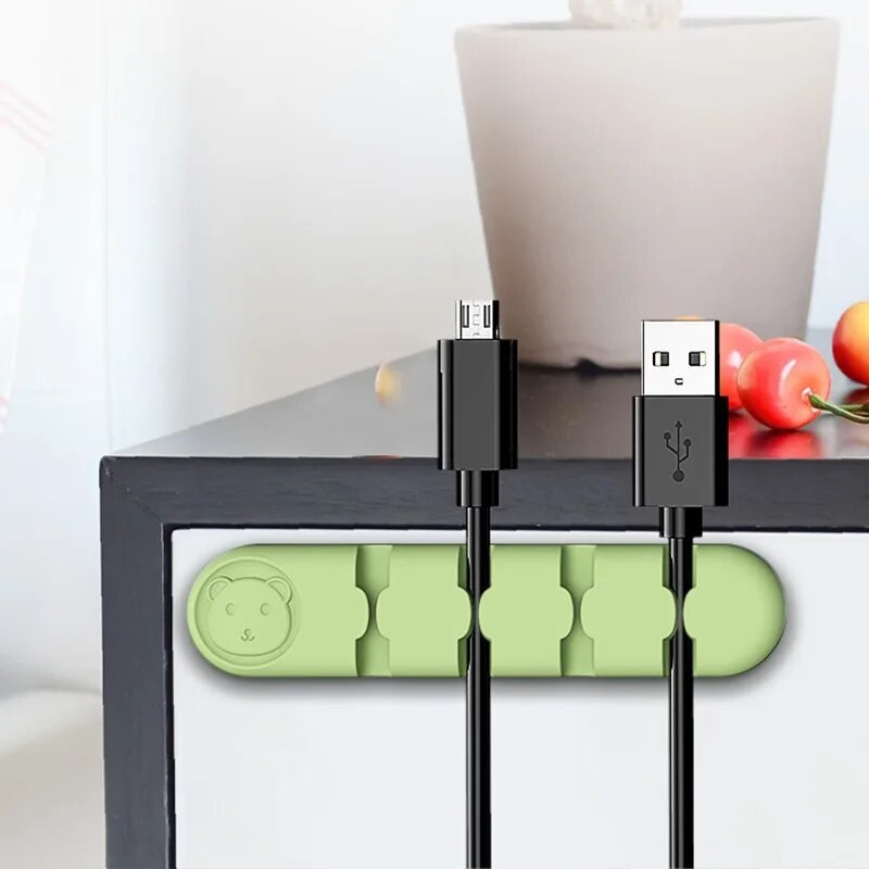 Kabelių laikiklis silikoninis USB duomenų kabelio laikiklis stalinis laidas laido tvarkyklė Kabelių apsauga Tvarkingi valdymo įrankiai biuro namams