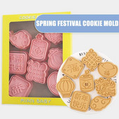 8 vnt / rinkinys Mėnulio Naujųjų metų sausainių pjaustytuvų rinkinys Pavasario festivalio Drakono Kinijos mazgas Fondant Reljefinis antspaudas laimingų Naujųjų metų vakarėliui