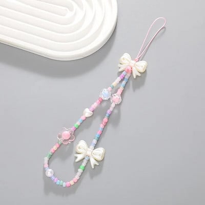 Naistele tüdrukutele helmestega mobiiltelefoni kaelapael Nutitelefoni kett, kaotsiminekuvastane telefoninöör, kommivärviline randmerihm Lühike ripats Kingitused