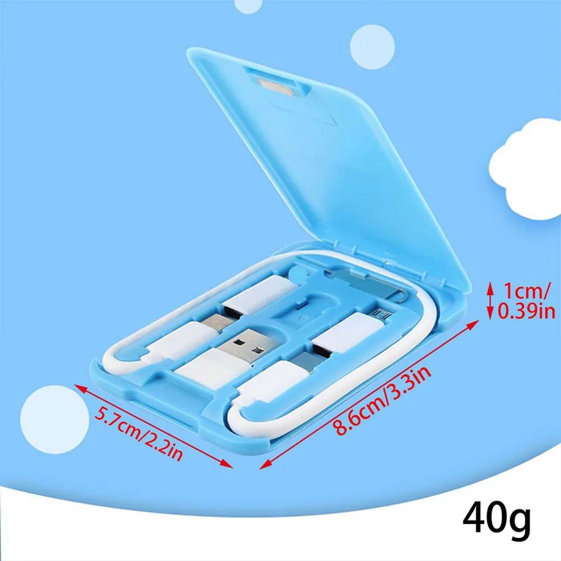 Daugiafunkcinis USB kabelio kortelių rinkinys Mini USB adapterio kabelio konvertavimo atminties dėžutė USB įkrovimo kabelių rinkinys C tipo IOS adapteriai