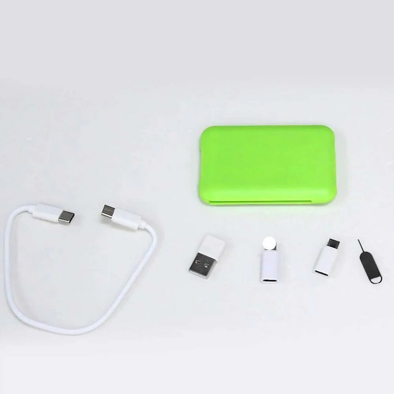 Daugiafunkcinis USB kabelio kortelių rinkinys Mini USB adapterio kabelio konvertavimo atminties dėžutė USB įkrovimo kabelių rinkinys C tipo IOS adapteriai