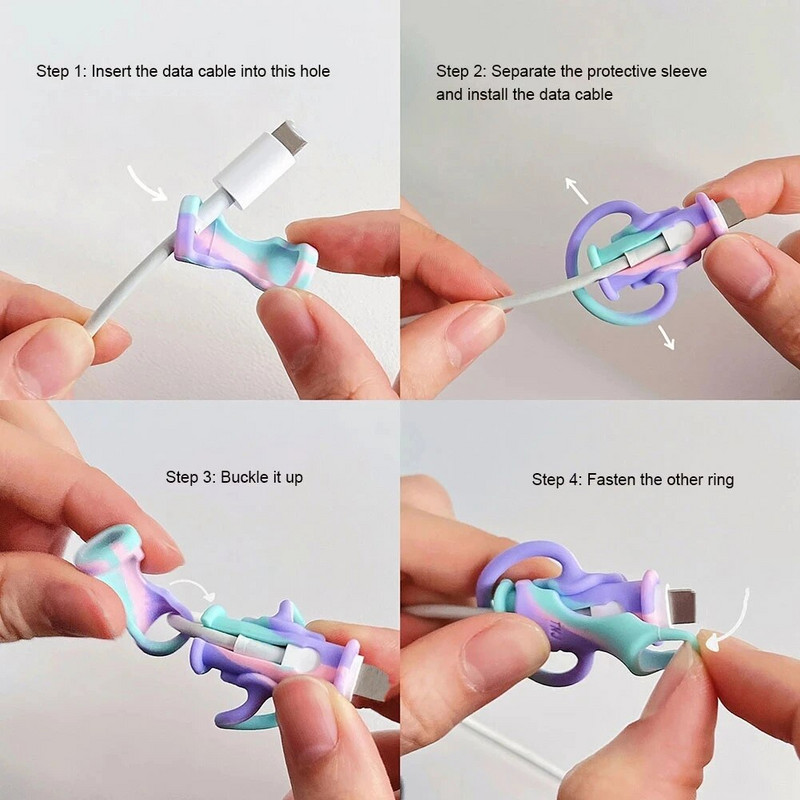 Dvi viename kabelio apsauga Universalus mobiliojo telefono duomenų laidas, silikoninis, apsaugantis nuo lūžimo, užsklandos dangtelis, skirtas iPhone 14 USB įkrovimo laidui