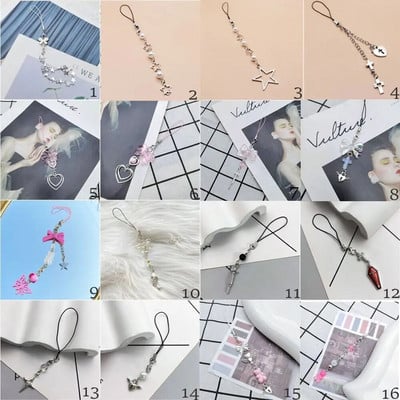 Y2k privjesak za telefon Sweet Cool Girl Pink Chain Charms Kawaii ženski dodaci Ručno izrađeni DIY slatki remen za telefon