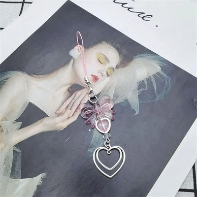 Y2k telefono pakabukas Sweet Cool Girl Rožinė grandinėlė Kawaii Moteriški aksesuarai Rankų darbo pasidaryk pats mielas telefono dirželis