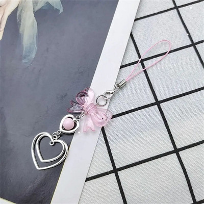 Y2k telefono pakabukas Sweet Cool Girl Rožinė grandinėlė Kawaii Moteriški aksesuarai Rankų darbo pasidaryk pats mielas telefono dirželis