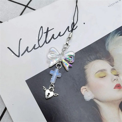 Y2k telefono pakabukas Sweet Cool Girl Rožinė grandinėlė Kawaii Moteriški aksesuarai Rankų darbo pasidaryk pats mielas telefono dirželis