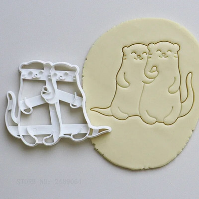 1/2 vnt. jūros ūdros formos sausainių pjaustyklės 3D plastikinės kepimo biskvitų formelės „pasidaryk pats“ fondant sausainių formelės antspaudų pyragaičių pyragų dekoravimo įrankis