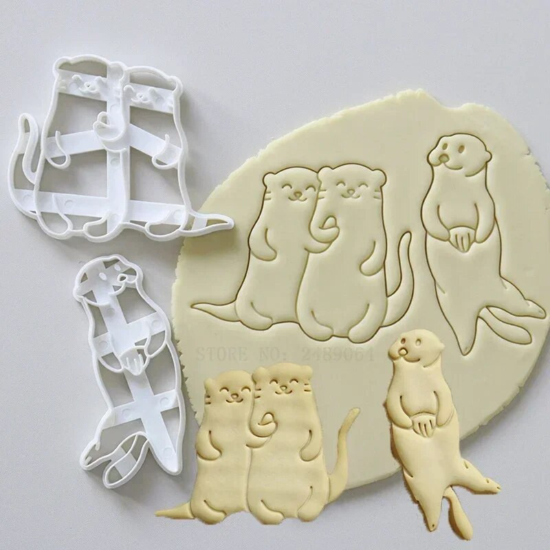 1/2 vnt. jūros ūdros formos sausainių pjaustyklės 3D plastikinės kepimo biskvitų formelės „pasidaryk pats“ fondant sausainių formelės antspaudų pyragaičių pyragų dekoravimo įrankis