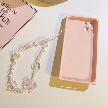 Κορεάτικο Pink Bear Butterfly Flower Chain Phone Trendy μενταγιόν για iPhone Αξεσουάρ Samsung Universal Χαριτωμένο σχοινί κρεμαστού τηλεφώνου