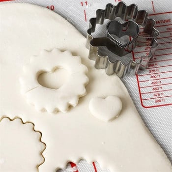 2 бр. 3D сърце за Свети Валентин, кръгла форма за бисквити, печати, кухненски инструменти, релефна форма за бисквити от неръждаема стомана, аксесоари за печене