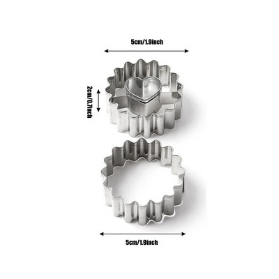 2 vnt 3D Valentino dienos širdelės apvalios sausainių pjaustyklės antspaudai Virtuvės įrankiai nerūdijančio plieno sausainių įspaudimo formos kepimo priedai