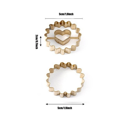 2 vnt 3D Valentino dienos širdelės apvalios sausainių pjaustyklės antspaudai Virtuvės įrankiai nerūdijančio plieno sausainių įspaudimo formos kepimo priedai