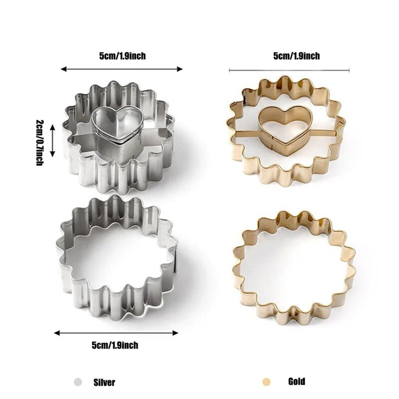 2 vnt 3D Valentino dienos širdelės apvalios sausainių pjaustyklės antspaudai Virtuvės įrankiai nerūdijančio plieno sausainių įspaudimo formos kepimo priedai