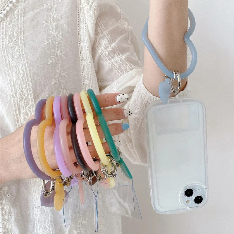„Anti-Lost Love Heart“ raktų pakabukas Mobiliojo telefono dirželis Žiedas pakabukas Telefonas Pakabinamas dirželis Minkštas silikoninis apyrankės apyrankės priedai