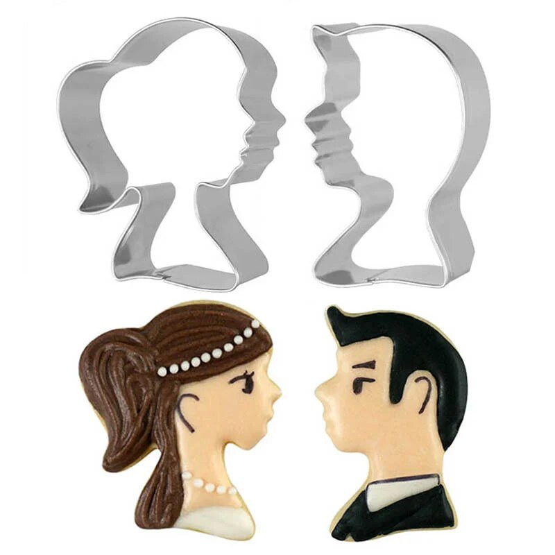 Vestuvinės nuotakos širdelės sausainių pjaustyklės sausainių formelės pasidaryk pats Valentino dienos kepimo įrankiai sausainių vaisių antspaudas cukraus kubelių pyrago dekoras