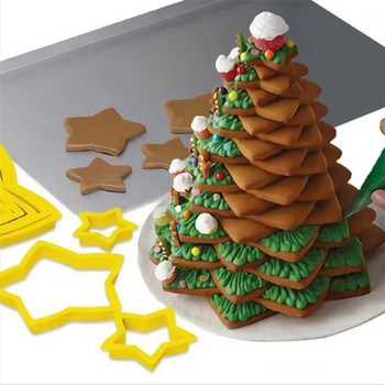 6 τεμ./Παρτίδα Τρισδιάστατος κόφτης για μπισκότα Χριστουγέννων Πεντάκτινο Φοντάν ψησίματος Κέικ μπισκότων για διακόσμηση φόρμας Sugarcraft Εργαλεία μπισκότων