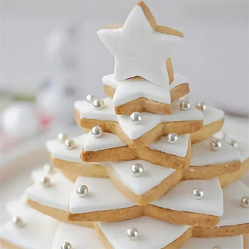 6 τεμ./Παρτίδα Τρισδιάστατος κόφτης για μπισκότα Χριστουγέννων Πεντάκτινο Φοντάν ψησίματος Κέικ μπισκότων για διακόσμηση φόρμας Sugarcraft Εργαλεία μπισκότων