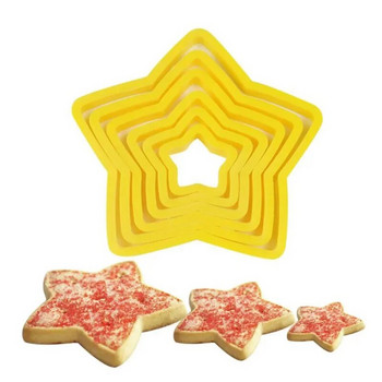 6 бр./Партида 3D коледна форма за бисквитки с петолъчна звезда за печене на фондан, бисквитка, форма за украса на торта, инструменти за бисквити Sugarcraft