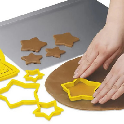 6pcs/Lot 3D božićni kalup za kolače petokraka zvijezda za pečenje fondant kalup za ukrašavanje kolačića Sugarcraft alati za kekse