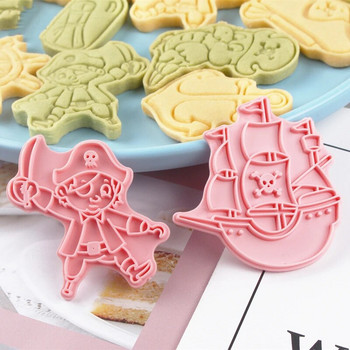 8 τεμάχια/σετ Φόρμα κοπής μπισκότων πειρατικού πλοίου 3D φορμάκια για μπισκότα κινουμένων σχεδίων DIY Εργαλεία κέικ Σφραγίδα μπισκότων Εργαλεία ζαχαροπλαστικής Φόρμα ζαχαροπλαστικής ψησίματος