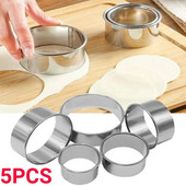 5 vnt. apvalūs sausainių pjaustytuvai, metaliniai kepimo apskritimai, žiedai, formelės, pyragaičiai, pyragaičiai, tešlos formelės, kepimo priedai, virtuvės „pasidaryk pats“ įtaisai