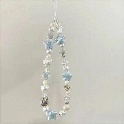 Pakabinamas laidas su karoliukais telefono grandinėlė, apsauganti nuo pametimo žvaigždės perlo telefono apyrankės, riešo dirželis, telefono apyrankės, mobilusis dirželis, moteriškas, mergaitės