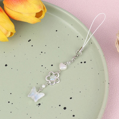 Rožinis Y2K telefono pakabukas Korea Kawaii raktų pakabukas krepšiui iPhone Samsung mieli aksesuarai moteriškas dirželis, papuoštas karoliukais