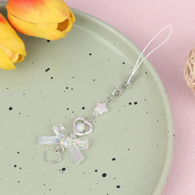 Rožinis Y2K telefono pakabukas Korea Kawaii raktų pakabukas krepšiui iPhone Samsung mieli aksesuarai moteriškas dirželis, papuoštas karoliukais