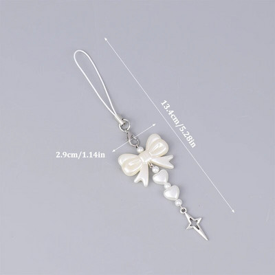 Rožinis Y2K telefono pakabukas Korea Kawaii raktų pakabukas krepšiui iPhone Samsung mieli aksesuarai moteriškas dirželis, papuoštas karoliukais