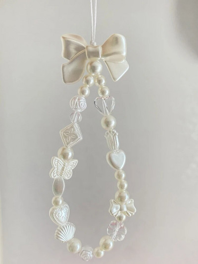 Korėjos mielas žavesys, meilės širdis, lanksčios telefono grandinėlės moterims, mergaitėms, telefono papuošalų dirželis su karoliukais, virvelė, pakabinamas laido priedai