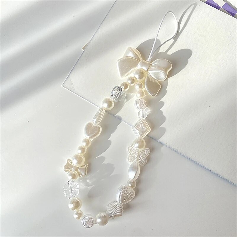 Korėjos mielas žavesys, meilės širdis, lanksčios telefono grandinėlės moterims, mergaitėms, telefono papuošalų dirželis su karoliukais, virvelė, pakabinamas laido priedai