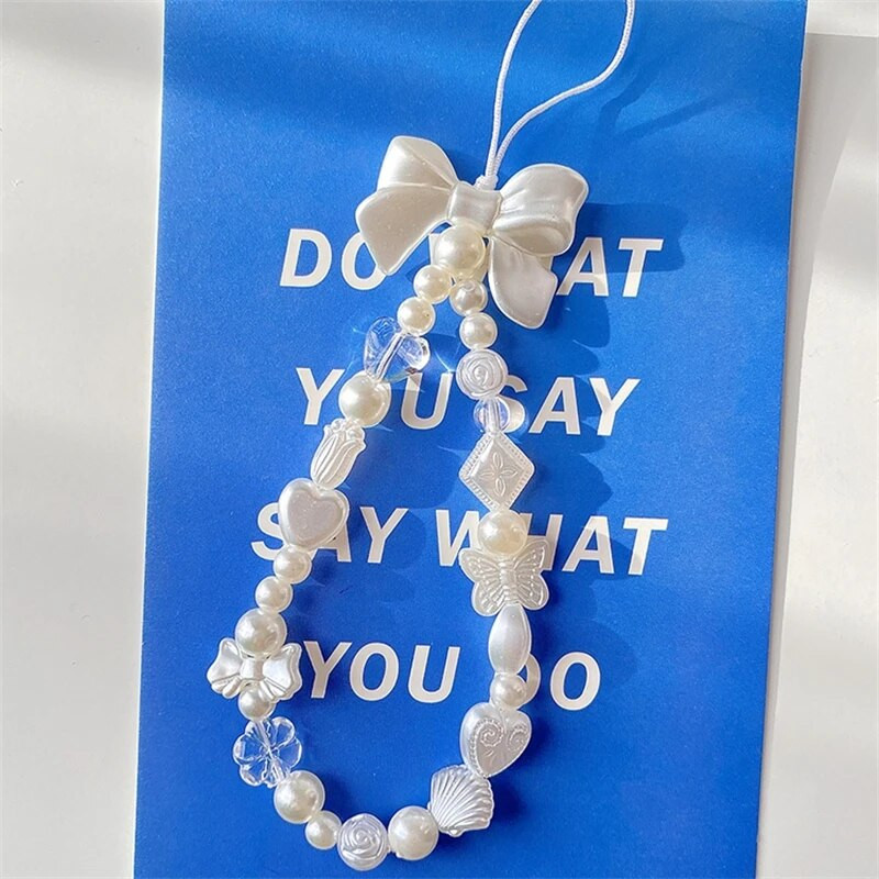 Korėjos mielas žavesys, meilės širdis, lanksčios telefono grandinėlės moterims, mergaitėms, telefono papuošalų dirželis su karoliukais, virvelė, pakabinamas laido priedai