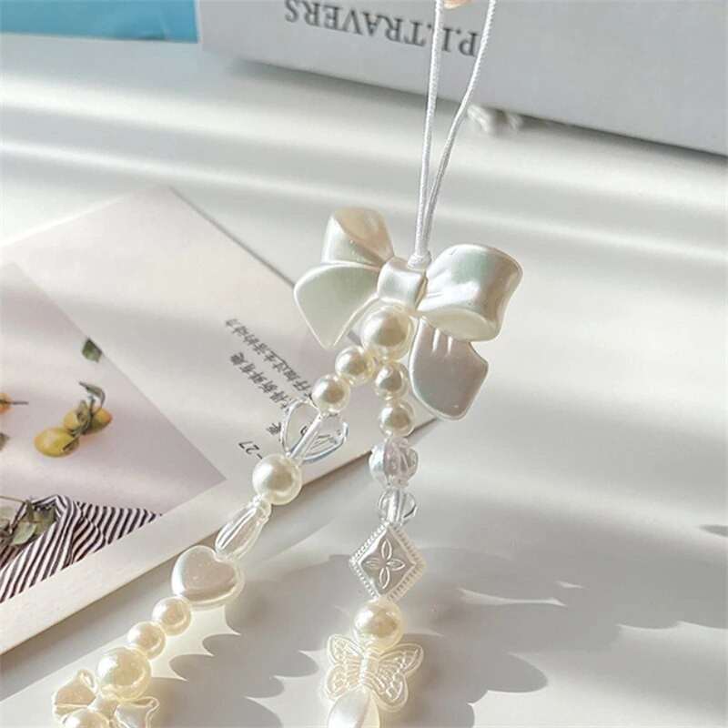 Korėjos mielas žavesys, meilės širdis, lanksčios telefono grandinėlės moterims, mergaitėms, telefono papuošalų dirželis su karoliukais, virvelė, pakabinamas laido priedai