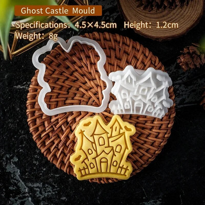 Helovino sausainių pjaustytuvų rinkinys plastikinis 3D vaiduoklis kaukolė Šikšnosparnis Moliūgas Mumija Animacinis biskvitas Formos antspaudas Tešla „Pasidaryk pats“ torto dekoravimo įrankiai