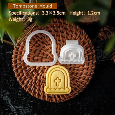 Helovino sausainių pjaustytuvų rinkinys plastikinis 3D vaiduoklis kaukolė Šikšnosparnis Moliūgas Mumija Animacinis biskvitas Formos antspaudas Tešla „Pasidaryk pats“ torto dekoravimo įrankiai