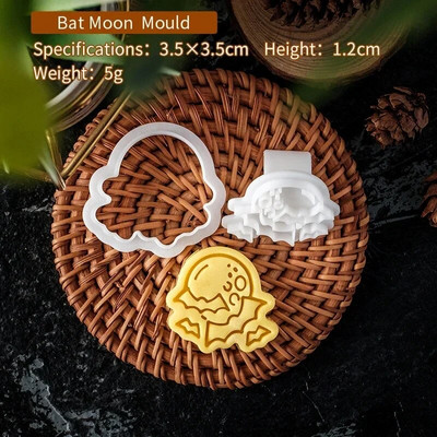 Helovino sausainių pjaustytuvų rinkinys plastikinis 3D vaiduoklis kaukolė Šikšnosparnis Moliūgas Mumija Animacinis biskvitas Formos antspaudas Tešla „Pasidaryk pats“ torto dekoravimo įrankiai