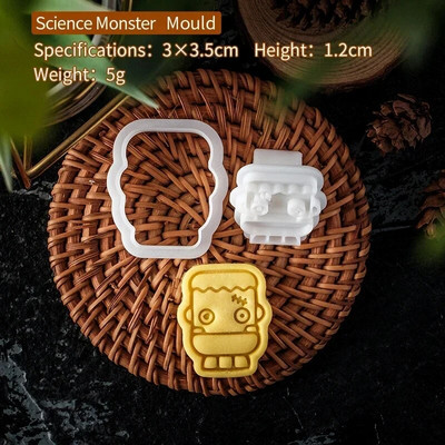 Helovino sausainių pjaustytuvų rinkinys plastikinis 3D vaiduoklis kaukolė Šikšnosparnis Moliūgas Mumija Animacinis biskvitas Formos antspaudas Tešla „Pasidaryk pats“ torto dekoravimo įrankiai