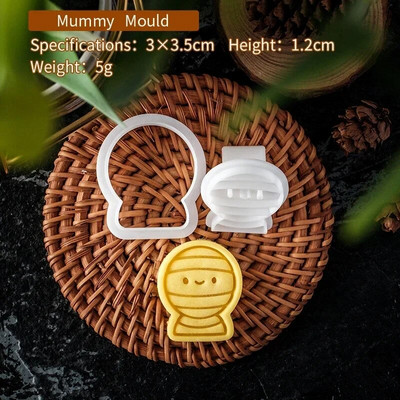 Helovino sausainių pjaustytuvų rinkinys plastikinis 3D vaiduoklis kaukolė Šikšnosparnis Moliūgas Mumija Animacinis biskvitas Formos antspaudas Tešla „Pasidaryk pats“ torto dekoravimo įrankiai