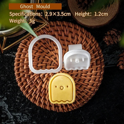 Helovino sausainių pjaustytuvų rinkinys plastikinis 3D vaiduoklis kaukolė Šikšnosparnis Moliūgas Mumija Animacinis biskvitas Formos antspaudas Tešla „Pasidaryk pats“ torto dekoravimo įrankiai