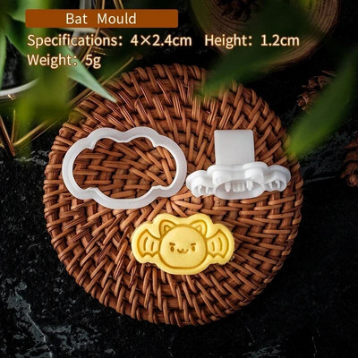 Helovino sausainių pjaustytuvų rinkinys plastikinis 3D vaiduoklis kaukolė Šikšnosparnis Moliūgas Mumija Animacinis biskvitas Formos antspaudas Tešla „Pasidaryk pats“ torto dekoravimo įrankiai