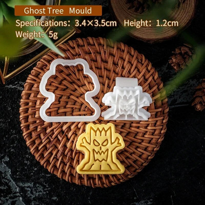 Helovino sausainių pjaustytuvų rinkinys plastikinis 3D vaiduoklis kaukolė Šikšnosparnis Moliūgas Mumija Animacinis biskvitas Formos antspaudas Tešla „Pasidaryk pats“ torto dekoravimo įrankiai