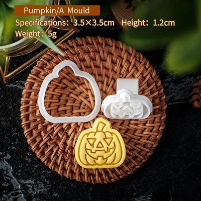 Helovino sausainių pjaustytuvų rinkinys plastikinis 3D vaiduoklis kaukolė Šikšnosparnis Moliūgas Mumija Animacinis biskvitas Formos antspaudas Tešla „Pasidaryk pats“ torto dekoravimo įrankiai