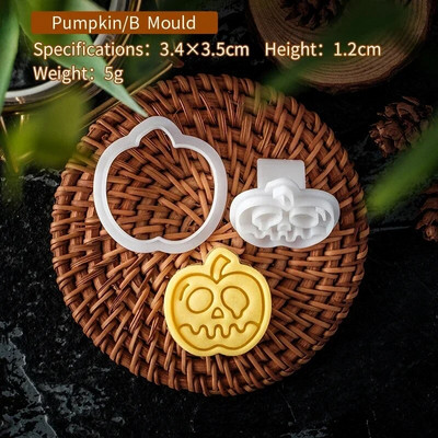 Helovino sausainių pjaustytuvų rinkinys plastikinis 3D vaiduoklis kaukolė Šikšnosparnis Moliūgas Mumija Animacinis biskvitas Formos antspaudas Tešla „Pasidaryk pats“ torto dekoravimo įrankiai