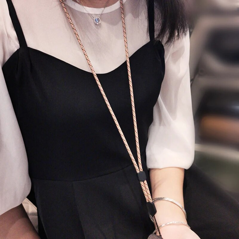 Ilgas ir trumpas pynimas telefono kaklo riešo dirželis, skirtas iPhone Huawei Redmi Xiaomi Samsung Camera GoPro stygų laikikliams