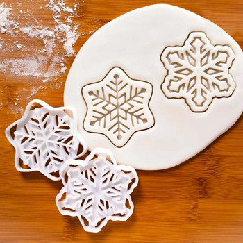 1-4 τμχ Snowflake Cookie Cutters Φόρμα Χριστουγεννιάτικου μπισκότου με ανάγλυφη φόρμα Φοντάν Επιδόρπιο Φόρμα ψησίματος Κέικ Εργαλείο αξεσουάρ κουζίνας
