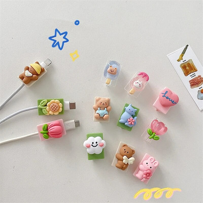 3D Cute Cartoon Animal Protector Cable phone USB Cable Bite Chompers Holder Charger Organizer Αξεσουάρ για Iphone Samsung