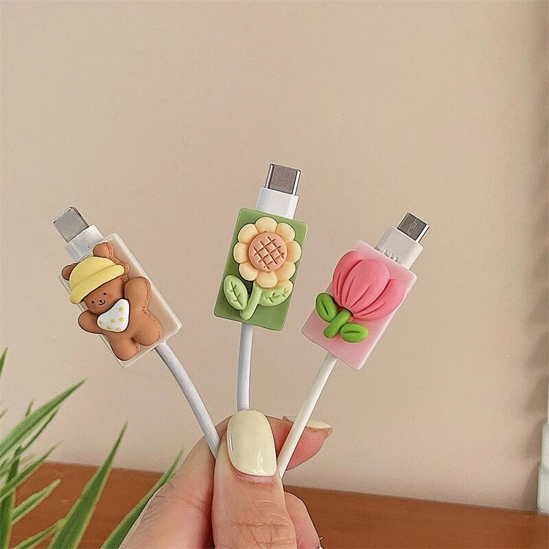 3D Cute Cartoon Animal Protector Cable phone USB Cable Bite Chompers Holder Charger Organizer Αξεσουάρ για Iphone Samsung