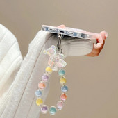 Mielas meškiukas, spalvinga mobiliojo telefono grandinėlė Miela raištelių apyrankė, skirta iPhone 14 13 12 11 Pro Max mergaičių karoliukai, kabantys segtukai raktų pakabuko dirželis