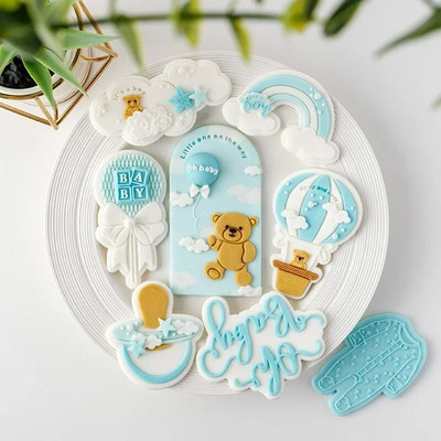 Mold pentru prăjituri pentru bebeluși Ștampile pentru biscuiți cu desene animate pentru copii, pentru primul an, pentru biscuiți, pentru decorare pentru deserturi pentru urs.