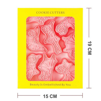 8 vnt. / rinkinys Elegantiškos šokančios ponios sausainių pjaustyklės ir reljefinis baleto merginos šokėjas Fondant reljefinis antspaudų kepimo dovana šokio mėgėjams